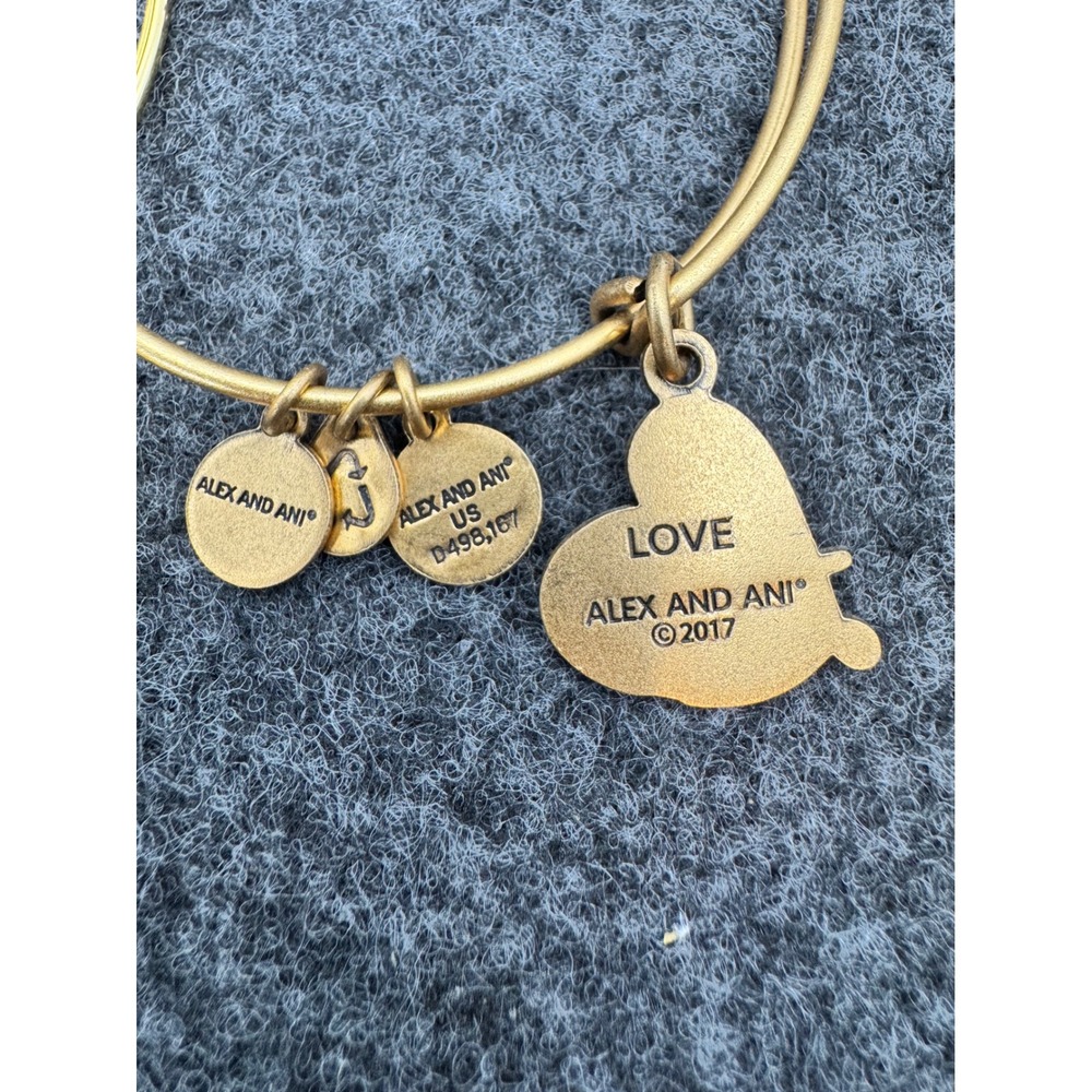Alex and Ani Love Bangle Bracelet Set Rafaelian Gold Red Crystal Heart 2pc - Picture 5 of 5